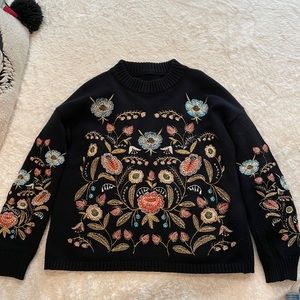 Vintage Cottagecore Floral embroidered sweater